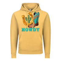 Vintage Mustard howdy turquoise cowboy boots horseshoe Vintage Hoodie - AdoDesignShop