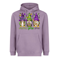 Lavender Mardi Gras crew with gnomes Heavyweight Hoodie - NancyCooperArtShop