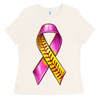 Bone Breast Cancer Ribbon Softball Ladies Tee - texasbilliewilder