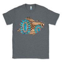Charcoal Heather gemstone wood leopard patch Classic Tee - AdoDesignShop