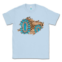 Dusty Blue gemstone wood leopard patch Classic Tee - AdoDesignShop