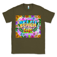 Army Green Beach Life Classic Tee - CowhideDigitalArt