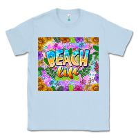 Dusty Blue Beach Life Classic Tee - CowhideDigitalArt