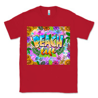 Red Beach Life Classic Tee - CowhideDigitalArt