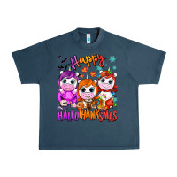 Midnight Navy Happy Hallothanksmas unicorns Urban Heavy Tee - NancyCooperArtShop