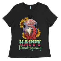 Black happy thanksgiving turkey Ladies Tee - RanaPortraitStore