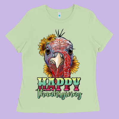 Happy Thanksgiving Turkey Ladies Tee Designed By Ranaportraitstore