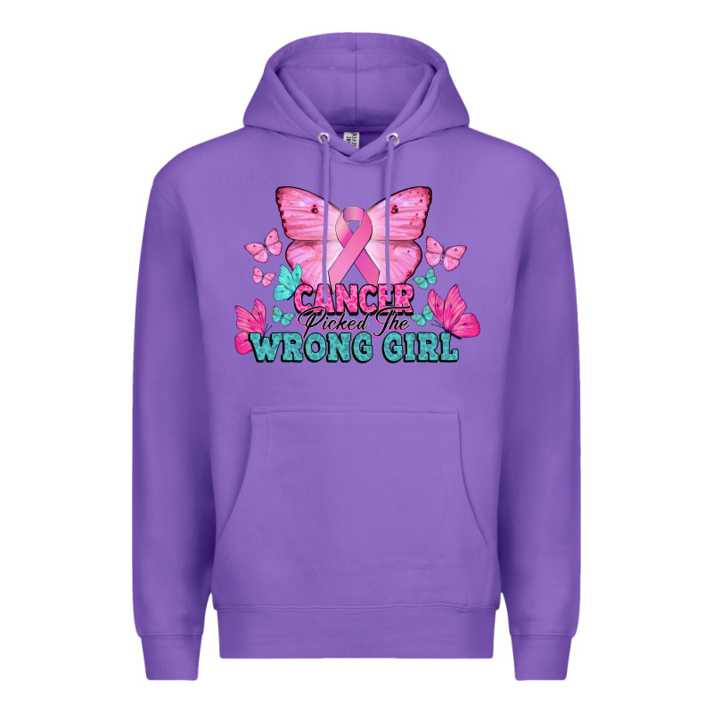 Cancer Picked The Wrong Girl Cancer Awareness Premium Hoodie by HowdyJamesFarm | Teevron