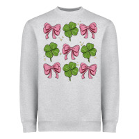Heather Grey coquette bow clover st. patrick's day Heavyweight Sweatshirt - MaliasSmallBusiness