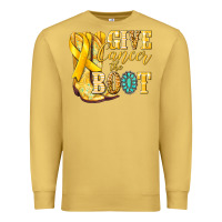 Antique Gold Give Cancer the boot Childhood Cancer Premium Sweatshirt - NancyCooperArtShop
