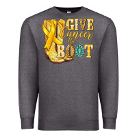 Charcoal Heather Give Cancer the boot Childhood Cancer Premium Sweatshirt - NancyCooperArtShop