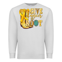 Dove Grey Give Cancer the boot Childhood Cancer Premium Sweatshirt - NancyCooperArtShop