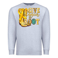Heather Grey Give Cancer the boot Childhood Cancer Premium Sweatshirt - NancyCooperArtShop