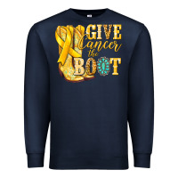 Navy Give Cancer the boot Childhood Cancer Premium Sweatshirt - NancyCooperArtShop