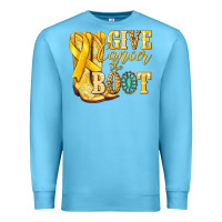 Ocean Blue Give Cancer the boot Childhood Cancer Premium Sweatshirt - NancyCooperArtShop
