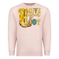 Pale Pink Give Cancer the boot Childhood Cancer Premium Sweatshirt - NancyCooperArtShop