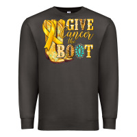 Smoke Give Cancer the boot Childhood Cancer Premium Sweatshirt - NancyCooperArtShop