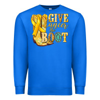True Royal Give Cancer the boot Childhood Cancer Premium Sweatshirt - NancyCooperArtShop