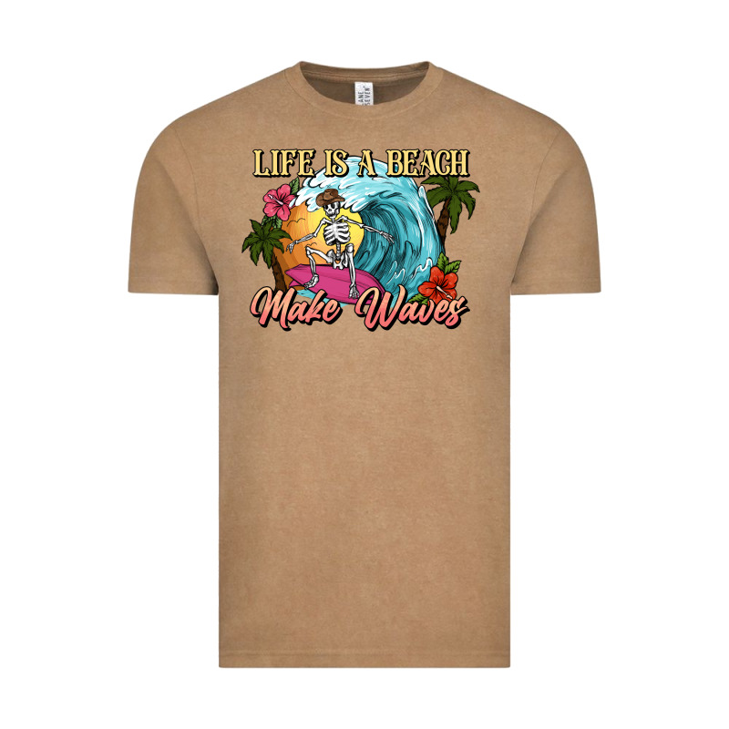 Life Is A Beach Make Waves Skeleton Vintage Tee by NancyCooperArtShop | Teevron
