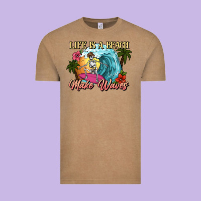 Life Is A Beach Make Waves Skeleton Vintage Tee Designed By Nancycooperartshop