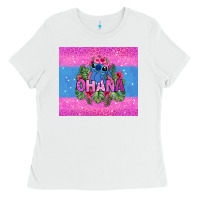 White ohana stitch Ladies Tee - Zillion Design Studio
