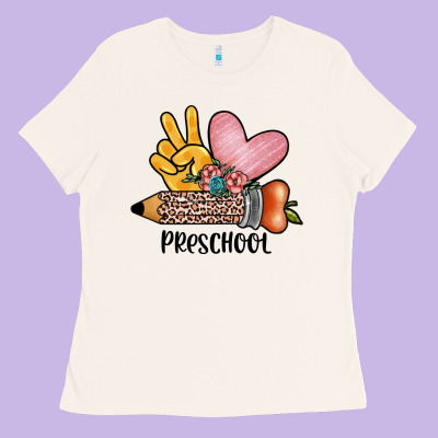 Peace Love Preschool Ladies Tee Designed By Jahusdesignshop