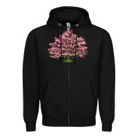 Black Flowering Dogwood Tree Zipper Hoodie - LillyAllenDesigns