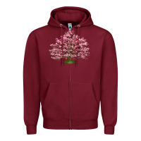 Burgundy Flowering Dogwood Tree Zipper Hoodie - LillyAllenDesigns