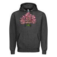 Charcoal Heather Flowering Dogwood Tree Zipper Hoodie - LillyAllenDesigns