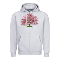 Heather Grey Flowering Dogwood Tree Zipper Hoodie - LillyAllenDesigns