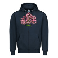 Navy Flowering Dogwood Tree Zipper Hoodie - LillyAllenDesigns