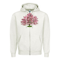 Oatmeal Heather Flowering Dogwood Tree Zipper Hoodie - LillyAllenDesigns
