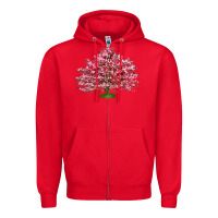 Red Flowering Dogwood Tree Zipper Hoodie - LillyAllenDesigns