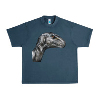 Midnight Navy Velociraptor Face Urban Heavy Tee - LillyAllenDesigns