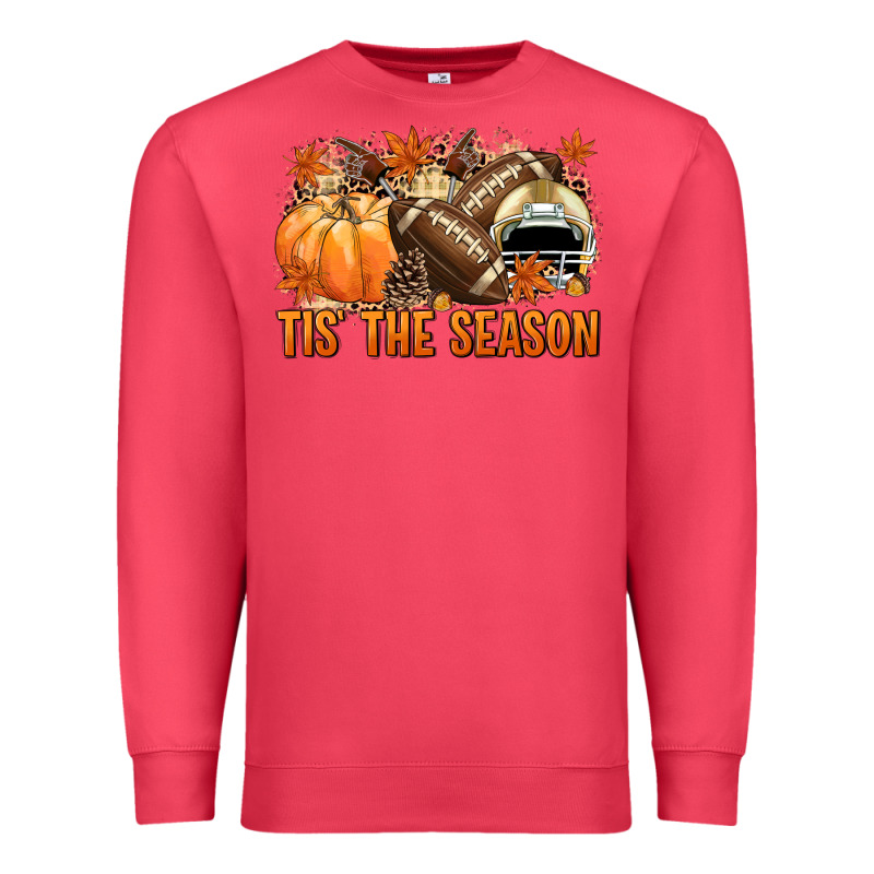 Tis' The Season Football And Light Yellow Helmet Premium Sweatshirt by NancyCooperArtShop | Teevron
