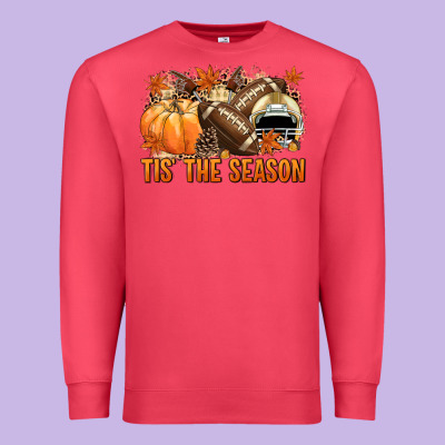 Tis' The Season Football And Light Yellow Helmet Premium Sweatshirt Designed By Nancycooperartshop