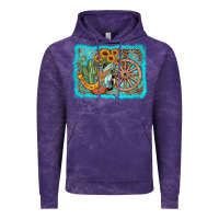 Cloud Purple western wooden wheel cowboy boots Vintage Hoodie - AdoDesignShop