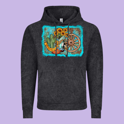 Western Wooden Wheel Cowboy Boots Vintage Hoodie Designed By Adodesignshop