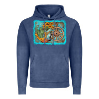 Vintage Denim western wooden wheel cowboy boots Vintage Hoodie - AdoDesignShop