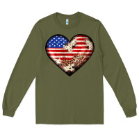Army Green western usa flag heart Long Sleeve Tee - JahusDesignShop