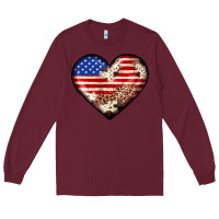 Burgundy western usa flag heart Long Sleeve Tee - JahusDesignShop