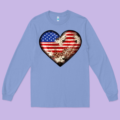Western Usa Flag Heart Long Sleeve Tee Designed By Jahusdesignshop