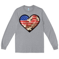 Heather Grey western usa flag heart Long Sleeve Tee - JahusDesignShop