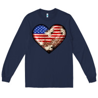 Navy western usa flag heart Long Sleeve Tee - JahusDesignShop