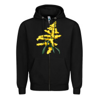Black Botanical Goldenrod Zipper Hoodie - LillyAllenDesigns