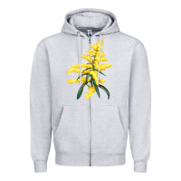 Heather Grey Botanical Goldenrod Zipper Hoodie - LillyAllenDesigns