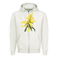 Oatmeal Heather Botanical Goldenrod Zipper Hoodie - LillyAllenDesigns