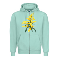 Seafoam Botanical Goldenrod Zipper Hoodie - LillyAllenDesigns
