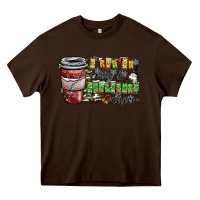 Chocolate Brown I Run On Coffee And Christmas Cheer Heavy Core Tee - CowhideDigitalArt