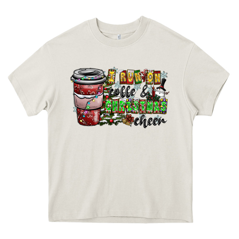 I Run On Coffee And Christmas Cheer Heavy Core Tee by CowhideDigitalArt | Teevron